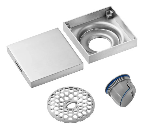 Rejilla Ciega O Para Revestir 10x10 Gris Satin Desagüe Baño - Imagen 3