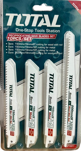 Set 10 Hojas De Sierra Sable Para Metal Y Madera Total
