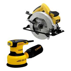 Sierra Circular 7 1/4 1600w Stanley + Lijadora Roto Orbital Amarillo 50hz/60hz