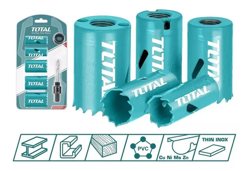Juego 7 Mechas Bimetal Copa Madera Metal Pvc Total Tacsh1071 - Imagen 2