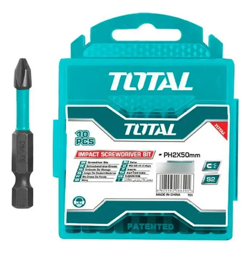 Set De 10 Puntas Total Para Atornillador Ph2 X50mm