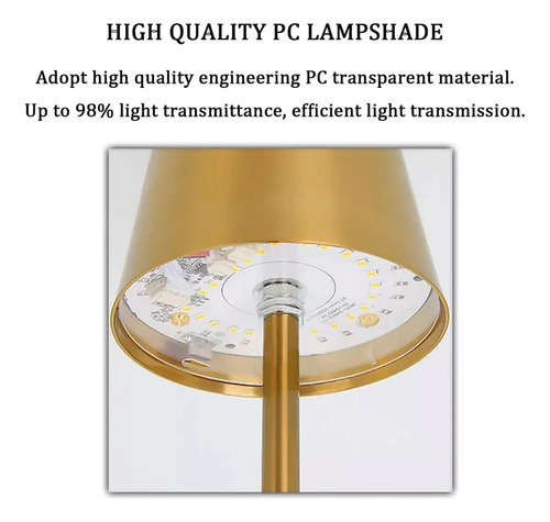 Lampara Portatil Mesa Tactil Recargable Inalámbrica Aluminio - Imagen 13