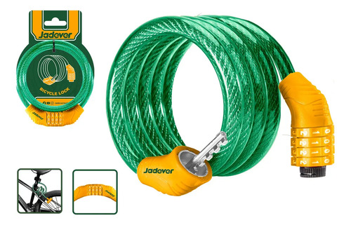 Eslinga Candado Bicicleta Combinacion 4 Dígitos Linga 100cm Color Verde/naranja