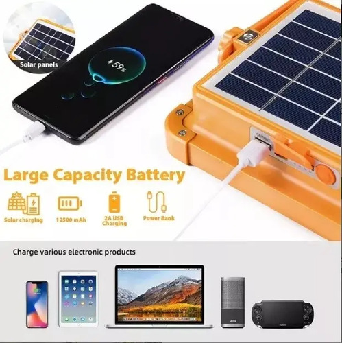 Foco Led Recargable Solar Y Usb 30w 700lm Plastico Maria - Imagen 4