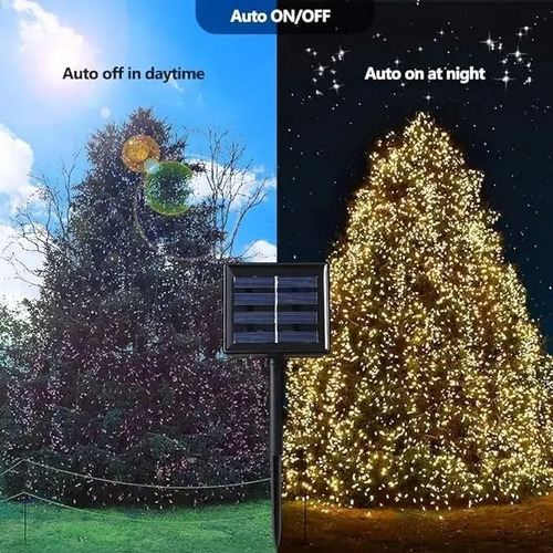 Guirnalda Led Solar 12m Con 100 Luces Calidas Navidad Maria - Imagen 3