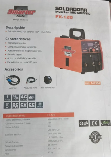 Soldadora Inverter Smarter 100amp Fx.-120 Maria - Imagen 2