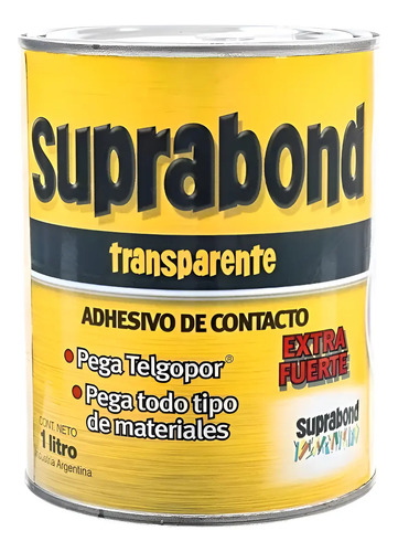 Adhesivo Suprabond Transparente Extra Fuerte En Lata 1 Litro