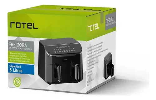 Freidora Sin Aceite 4+4l Dual Digital Rotel - Imagen 2