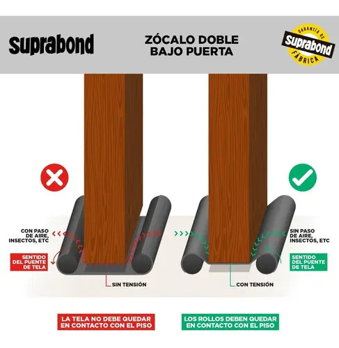 Zócalo Burlete Suprabond Doble Bajo Puerta 95cm - Negro - Imagen 7