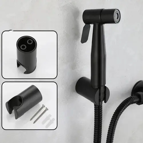 Griferia De Baño De Ducha Higiénica Agua Fría Negro Mate - Imagen 2