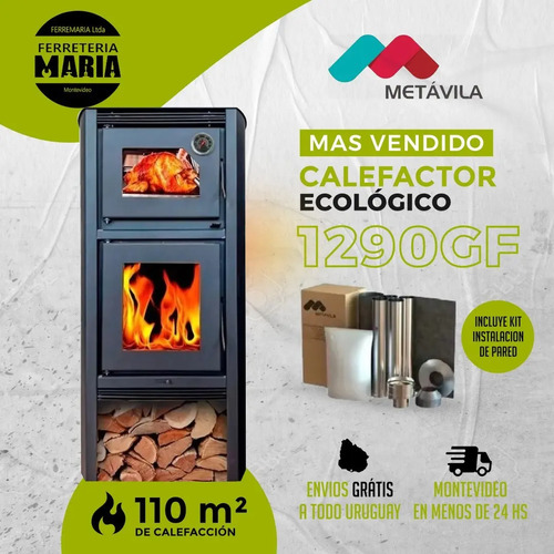 Calefactor Estufa Horno Doble Combustión Metavila Kit Techo - Imagen 2