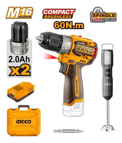 Combo Atornillador A Bateria 16v + Mixer Ingco Ckli1628 - Imagen 2
