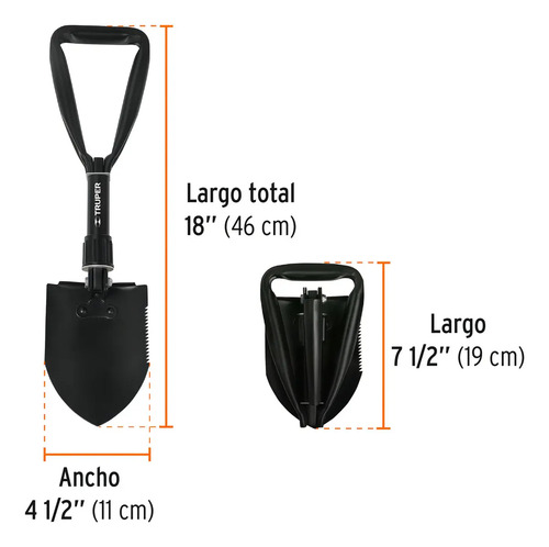 Pala Plegable 18'' Truper PLE-18 Color Negro - Imagen 5