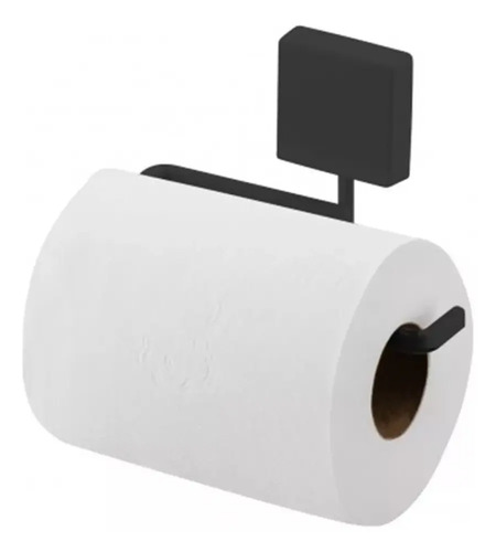 Soporte Metal Para Papel Higiénico Pared Negro Mate
