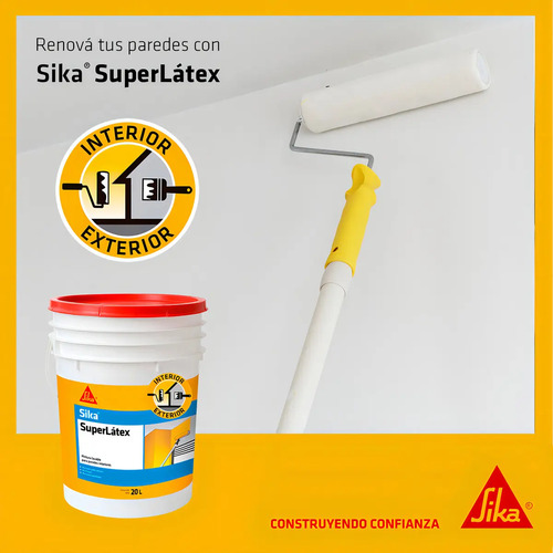 Pintura Lavable Antihongo Super Látex Sika X 4 Lt Color Blan - Imagen 2