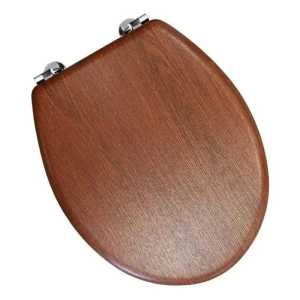 Tapa De Inodoro Mdf Color Madera Con Herrajes Metálicos