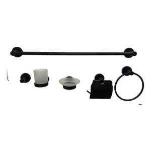 Kit Accesorio Set Baño 6 Piezas Metalico Negro Mate Rimontti