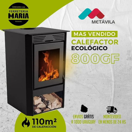 Calefactor Estufa A Leña Doble Combustion Metavila 800gf - Imagen 2