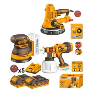 Kit Lijadora Yeso Orbital + Pistola Pintar Ingcco Sli250282