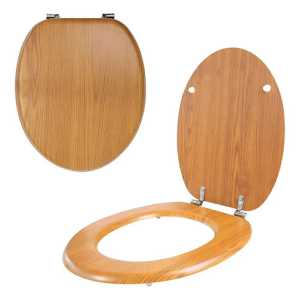Tapa De Inodoro Mdf Color Madera Con Herrajes Metálicos