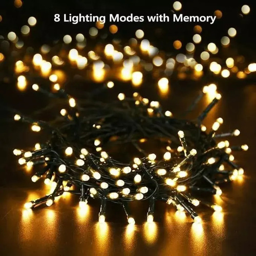 Guirnalda Led Solar 12m Con 100 Luces Calidas Navidad Maria - Imagen 2