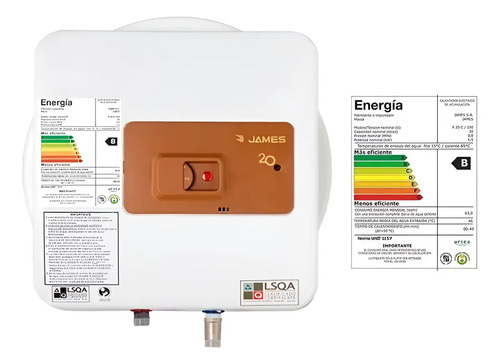 Calefon Electrico Termotanque James 20 Lts Cobre Prisma