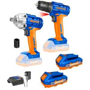 Set Llave De Impacto 20v + Atornillador 20v Wadfow Wck2017