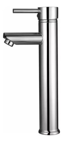 Monocomando Lavatorio Palito Alto Bacha 30 Cm Uhome Ed Acabado Cromado Color Plateado