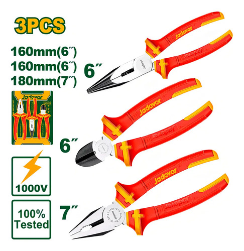 Kit De Pinzas Y Alicates Aislada Jadever Jdps0633 - Imagen 3