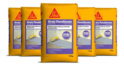 5 X 25kg Binda Porcellanato Sika Adhesivo Cementicio Promo