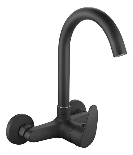 Monocomando De Cocina Pared Pico Alto Negro Mate Tero Magya