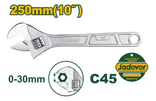 Llave Francesa Ajustable Industrial 10 Pulgadas Jadever Color Azul Acero - Imagen 5
