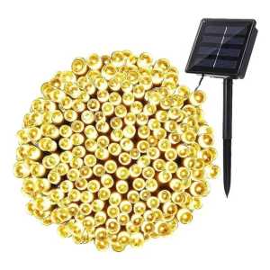 Guirnalda Led Solar 12m Con 100 Luces Calidas Navidad Maria