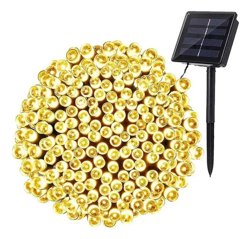 Guirnalda Led Solar 12m Con 100 Luces Calidas Navidad Maria