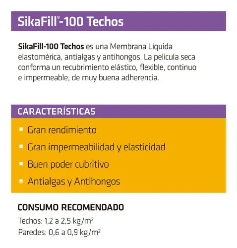 Membrana Líquida Sika Sikafill - 100 Techos 4kg - Imagen 2