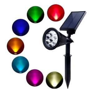 Foco Solar Para Jardín Exterior Luz Led En Colores 2w Rgb