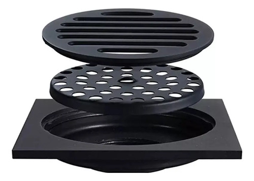Rejilla Negro Mate Desagüe De Ducha Baño Acero 10x10 Cm - Imagen 2
