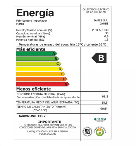 Calefón Termotanque James 30 Litros Acero Prisma Maria - Imagen 2