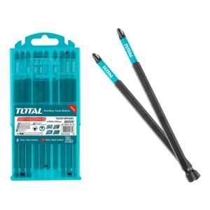 Juego De 10 Puntas Largas Magnéticas Total Para Atornillador De Impacto 1/4'', PH2 150mm, Línea Industrial, Incluye Estuche Organizador - TACIM16PH263