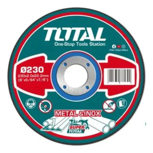Disco Corte Abrasivos Metal 230mm X 2,0mm Total 9 Pul Acer Turquesa