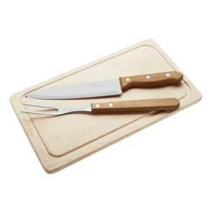 Juego De Asado Tramontina 3 Piezas Cuchillo Tenerdor Y Tabla