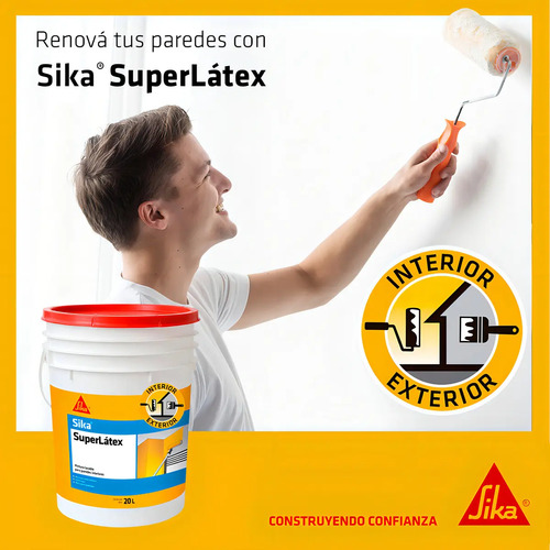 Pintura Lavable Antihongo Super Látex Sika X 4 Lt Color Blan - Imagen 3