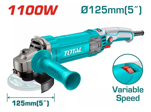 Amoladora Total 1100w Velocidad Variable 125mm Tg110125565 - Imagen 2