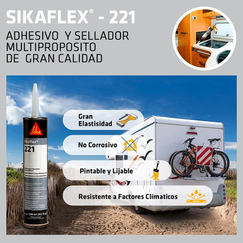Adhesivo Sellador Poliuretano Sikaflex 221 - Cartucho 300ml - Imagen 3