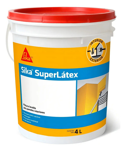 Pintura Lavable Antihongo Super Látex Sika X 4 Lt Color Blan