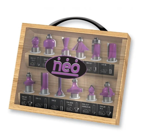 Kit De Fresas Para Router 12 Piezas Encastre 1/4 - Neo