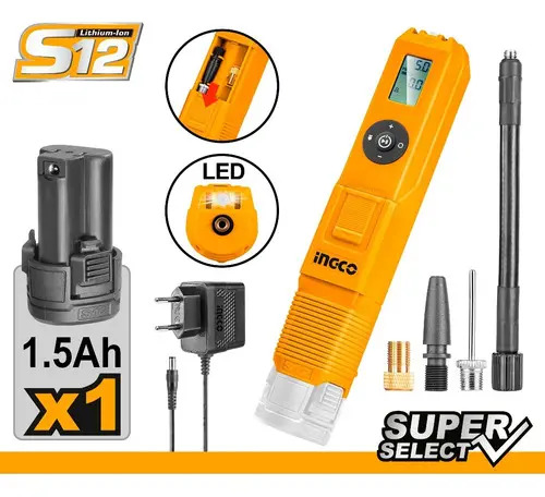 Mini Compresor Inflador A Bateria 12v Ingco Cacli12011