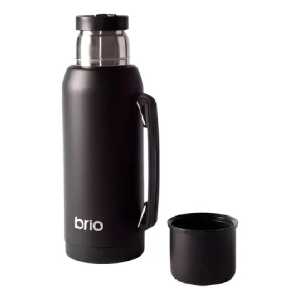 Termo 1 Litro Acero Inox Brio Con Tapón Cebador Color Negro