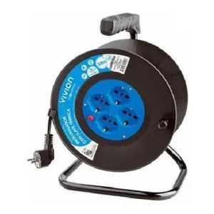 Alargue Enrollador 4 Schuko Y 3 En Linea Schuko 15mts Vivion