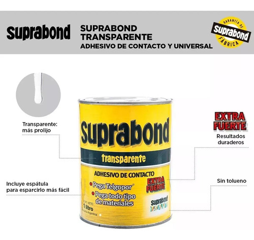 Adhesivo Suprabond Transparente Extra Fuerte En Lata 1 Litro - Imagen 4